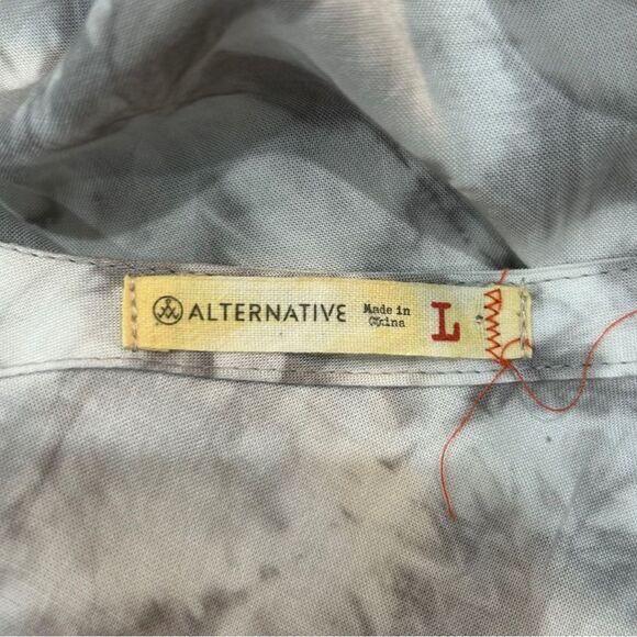 Alternative Grey White Starburst Tie Dye Maxi Dress L Hippie Boho Flowy - Picture 3 of 6